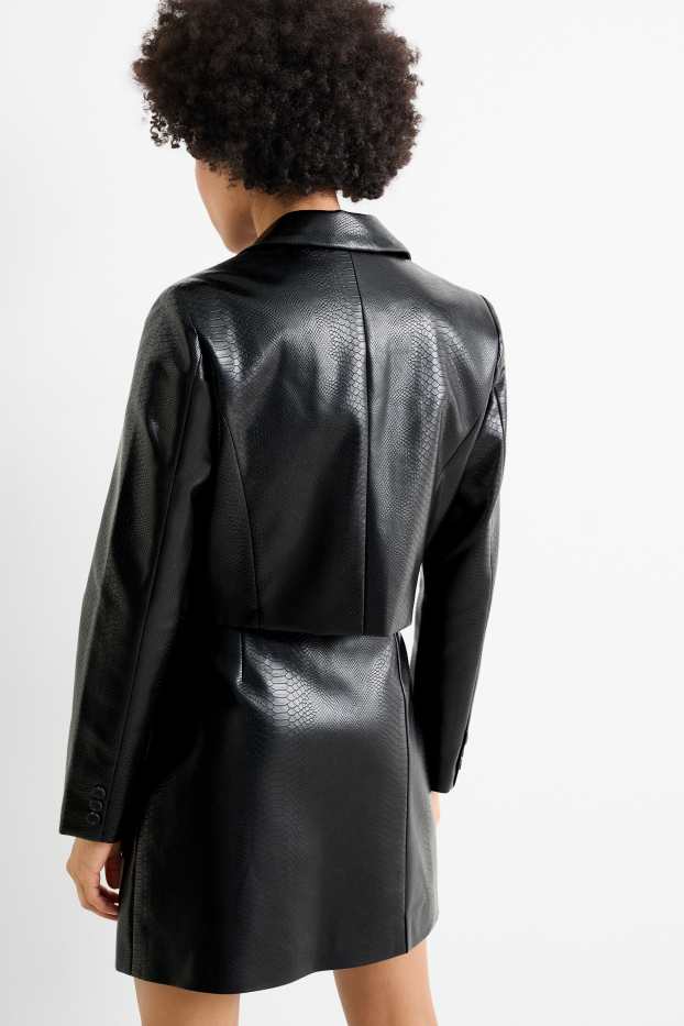 Dona - Americana crop - pell sintètica - negre
