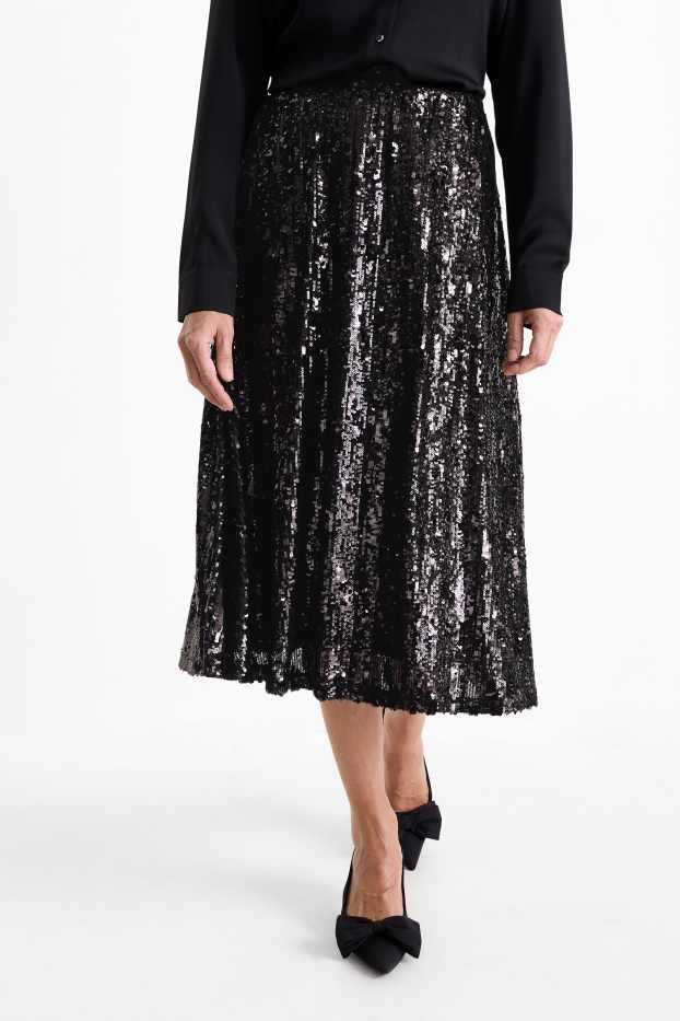 Dames - Paillettenrok - zwart