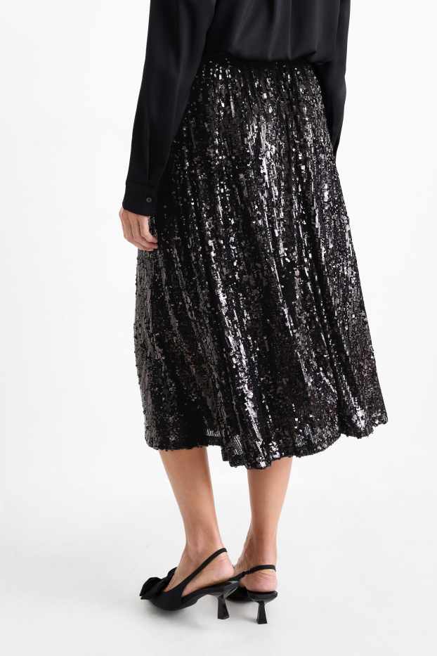 Dames - Paillettenrok - zwart