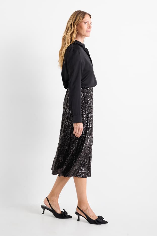 Dames - Paillettenrok - zwart