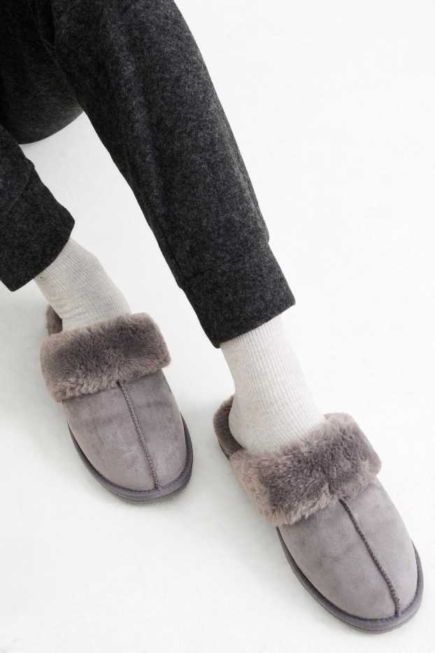 Dona - Sabatilles de casa - pell girada sintètica - gris