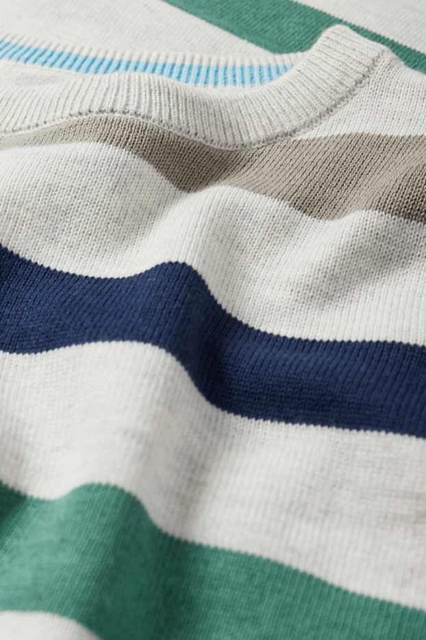 Kinder Buben - Pullover - gestreift - hellgrau
