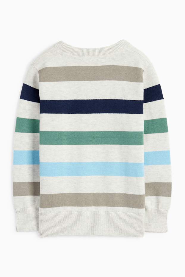 Kinder Buben - Pullover - gestreift - hellgrau