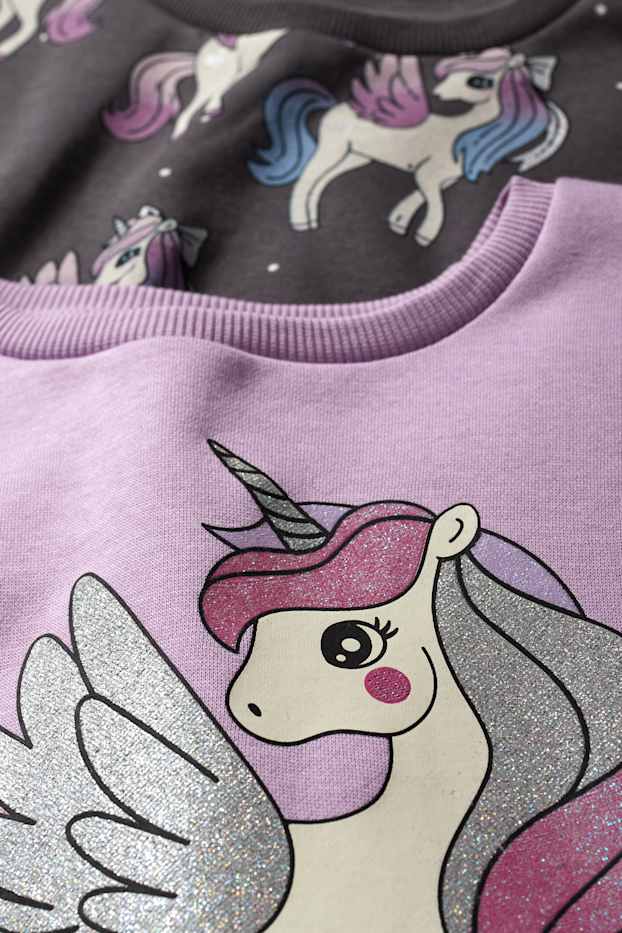 Kinder Mädchen - Multipack 2er - Einhorn - Sweatshirt - hellviolett
