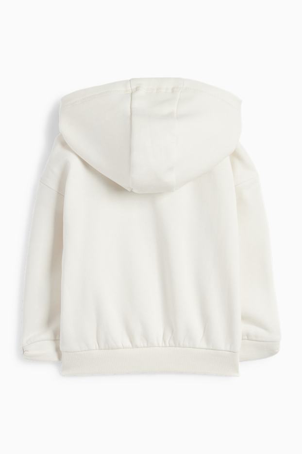Kinderen: meisjes - Regenboog - hoodie - glanseffect - crème wit
