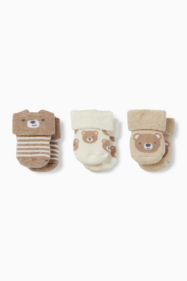 Unisex - Multipack 3er - Bärchen - Erstlings-Socken mit Motiv - cremeweiss