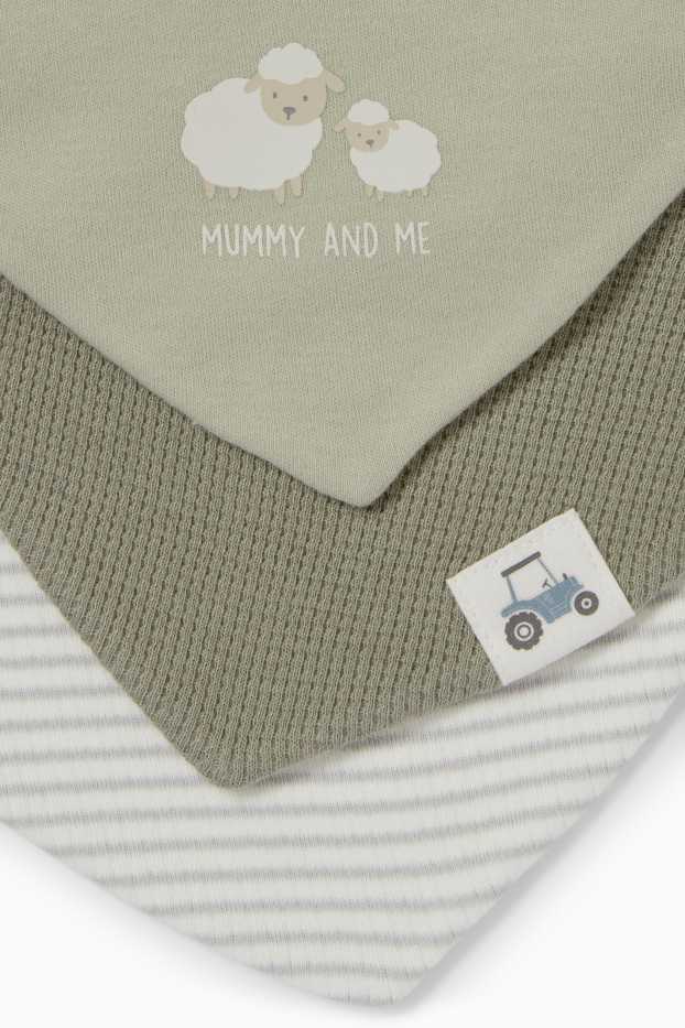 Bébés garçons - Lot de 3 - petit mouton et tracteur - bavoirs - vert