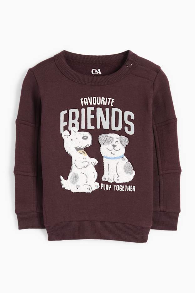 Baby Jungen - Hündchen - Baby-Sweatshirt - bordeaux