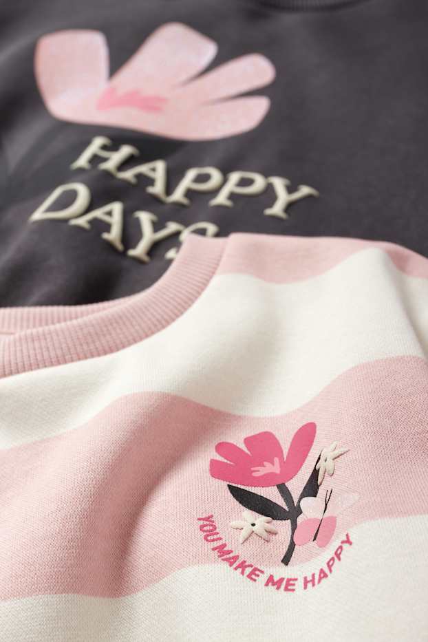 Kinder Mädchen - Multipack 2er - Blume - Sweatshirt - cremeweiss