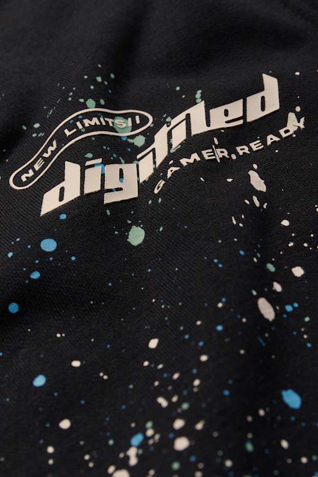 Enfants garçons - Taches de couleur - sweat à capuche - noir