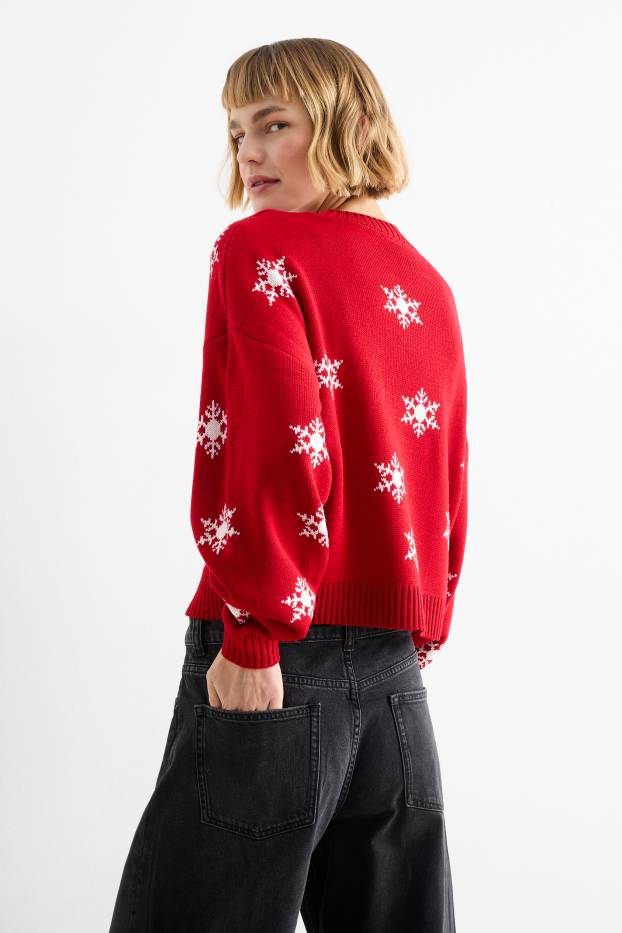 Dames - Kersttrui - de Grinch - rood