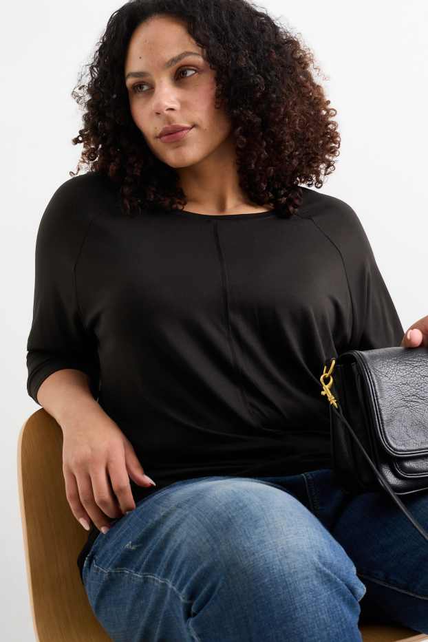 Damen - Langarmshirt - schwarz