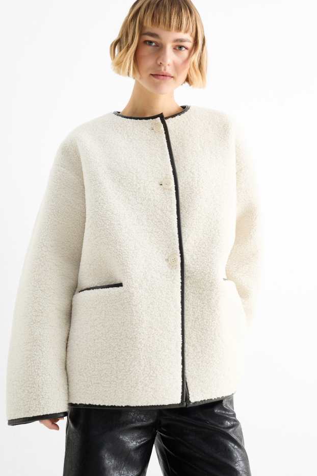 Damen - Teddy-Jacke - cremeweiß