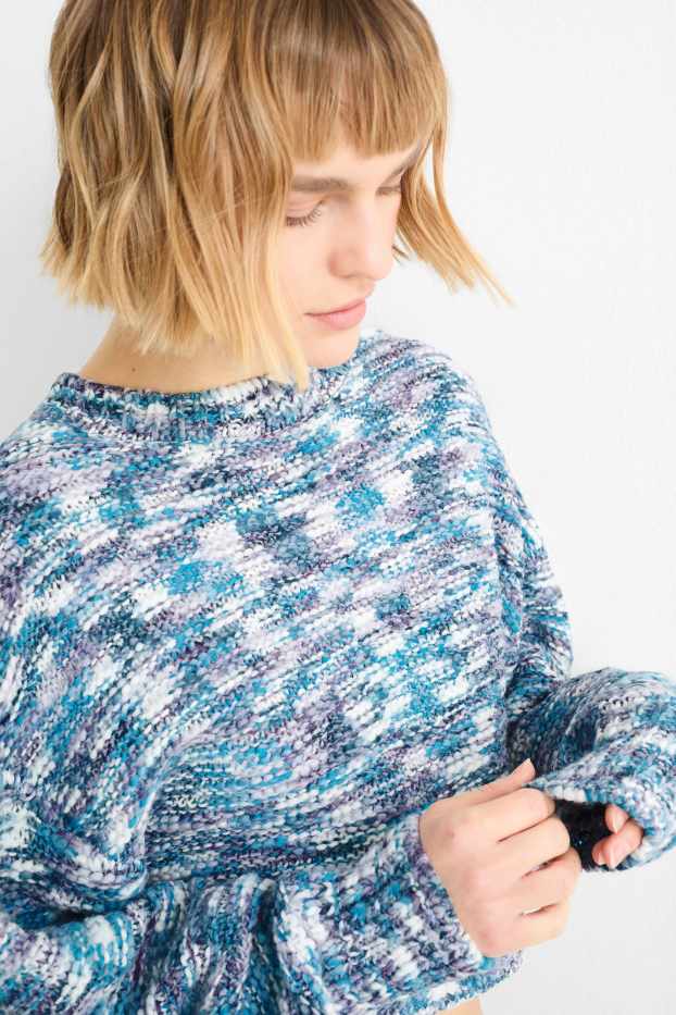 Dona - Jersei crop - estructurat - blau