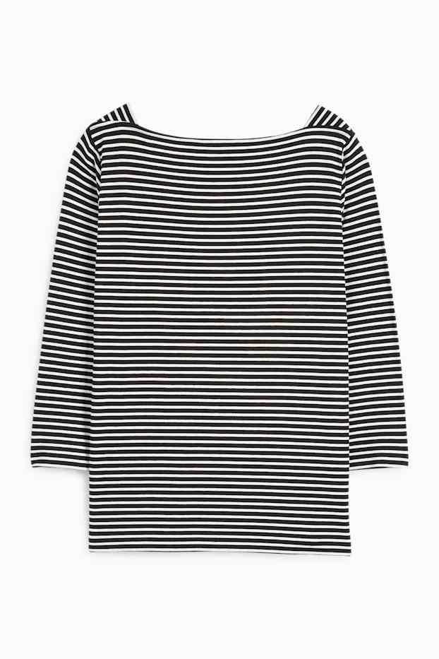 Dona - Samarreta bàsica de màniga llarga - de ratlles - negre/blanc