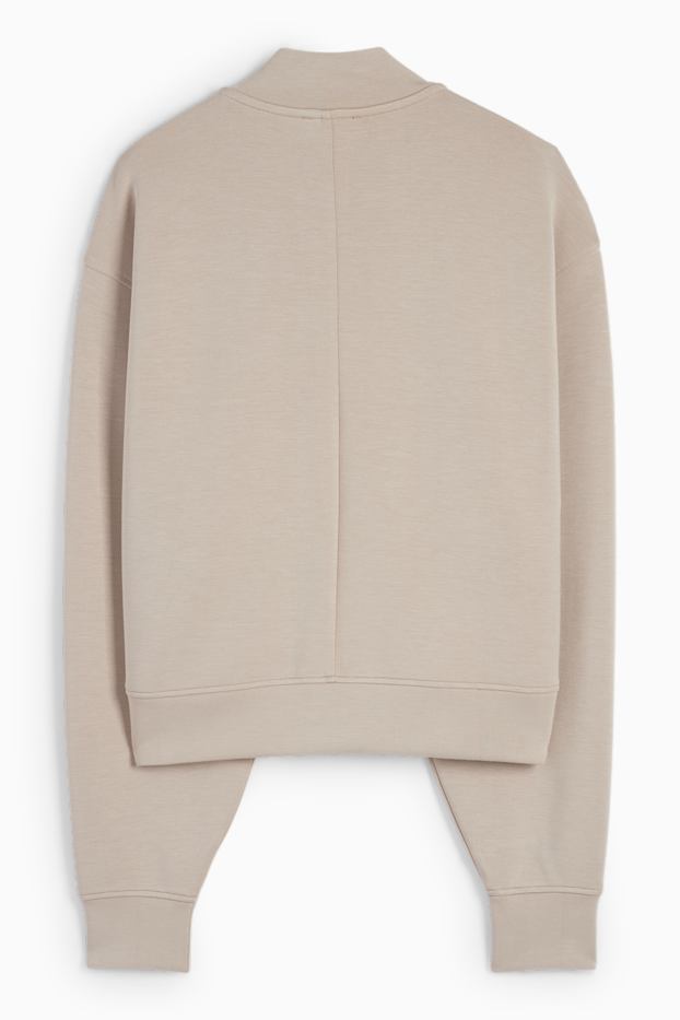 Women - Basic sweat bomber jacket - light beige