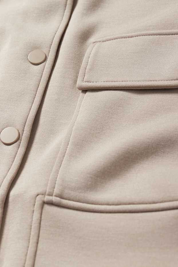 Women - Basic sweat bomber jacket - light beige