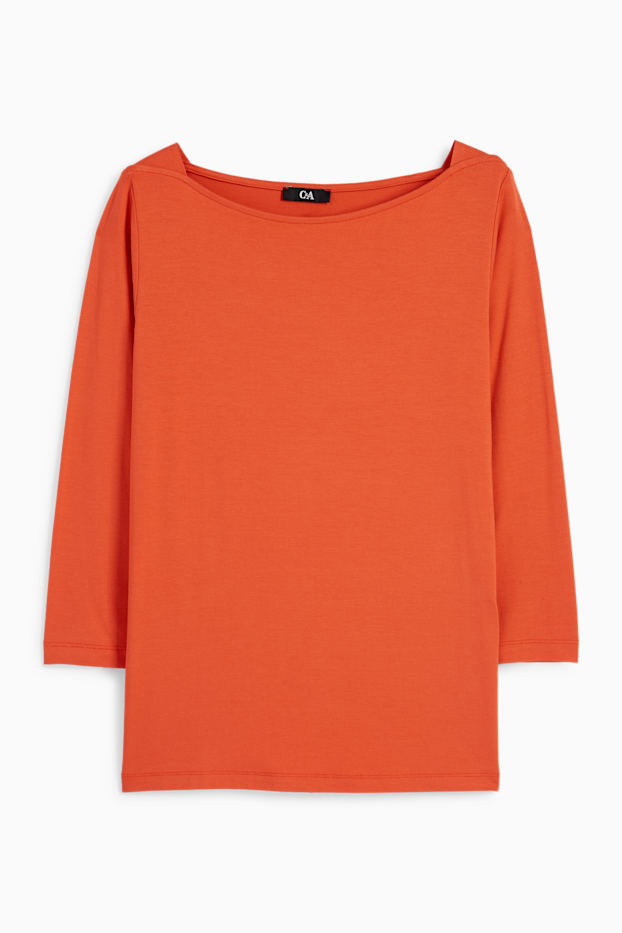 Damen - Basic-Langarmshirt - dunkelorange
