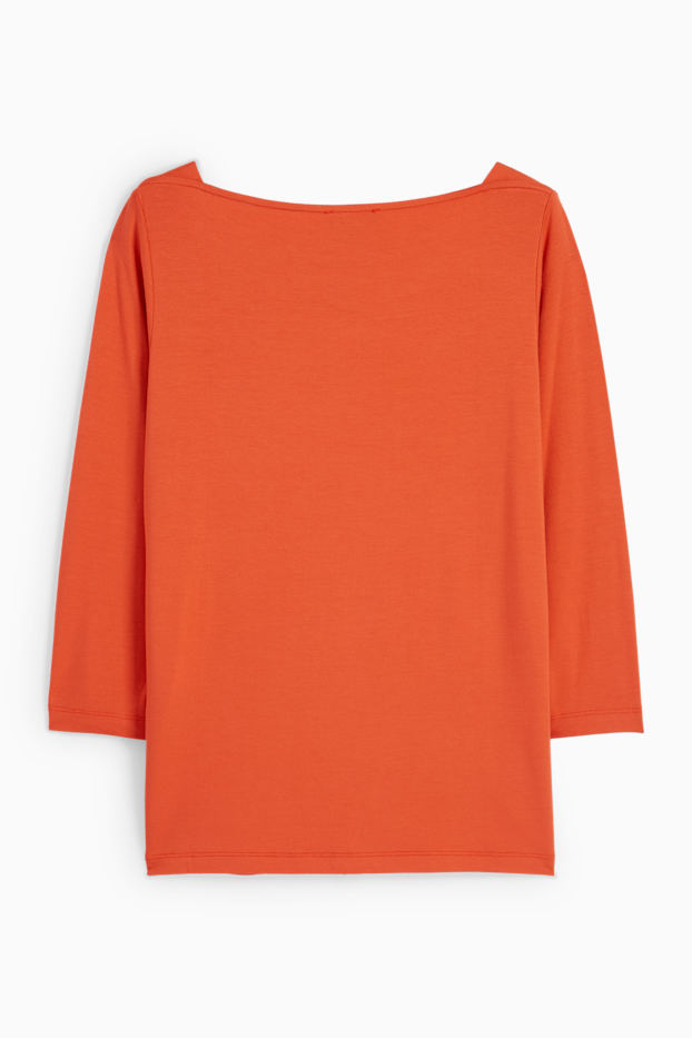 Damen - Basic-Langarmshirt - dunkelorange