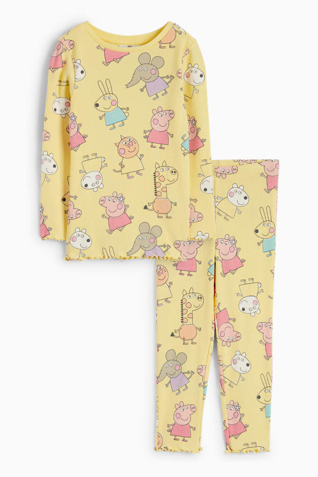 Children Girls - Peppa Pig - pyjamas - ribbed - 2 piece - yellow