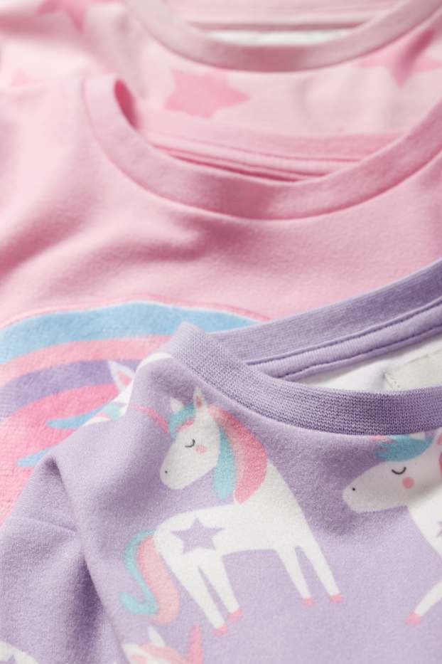 Enfants filles - Lot de 3 - licorne et étoile - pyjama en polaire - 6 pièces - violet clair