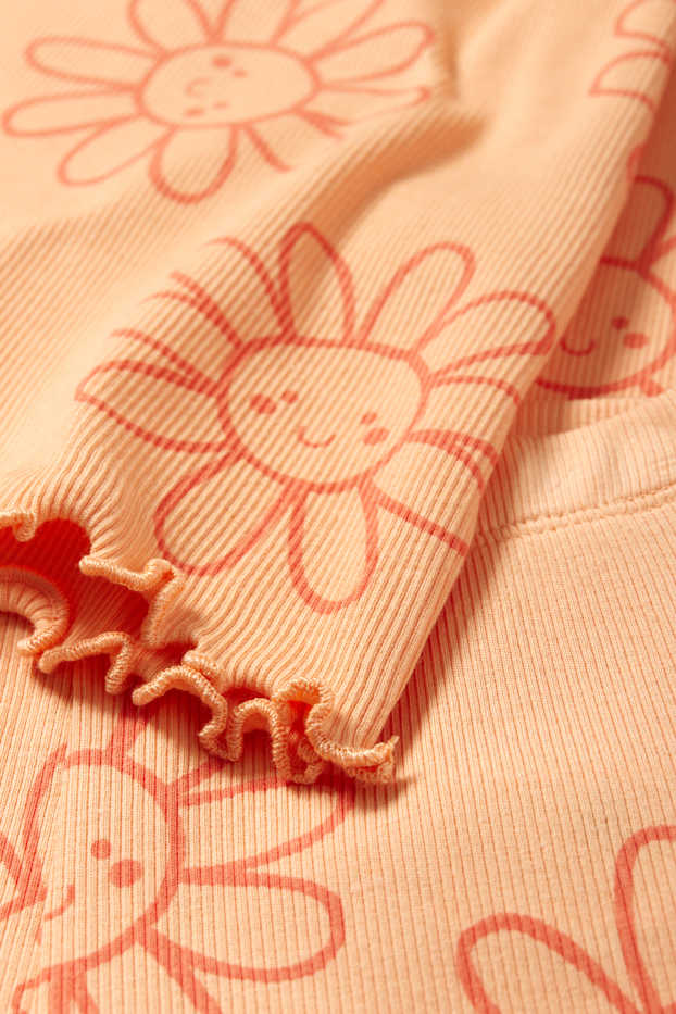 Nena - Flors - pijama - acanalat - 2 peces - taronja