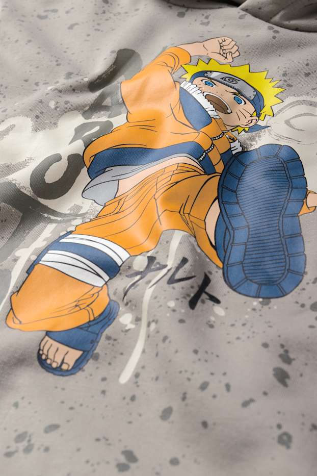 Děti - chlapci - Naruto - mikina s kapucí - šedá