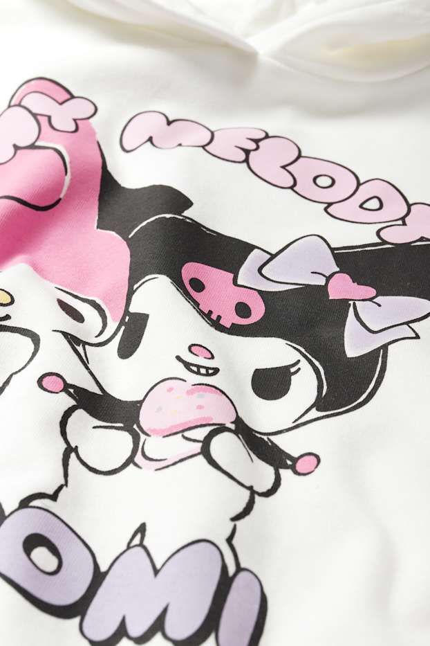Enfants filles - Kuromi - ensemble - sweat à capuche et pantalon de jogging - 2 pièces - blanc crème