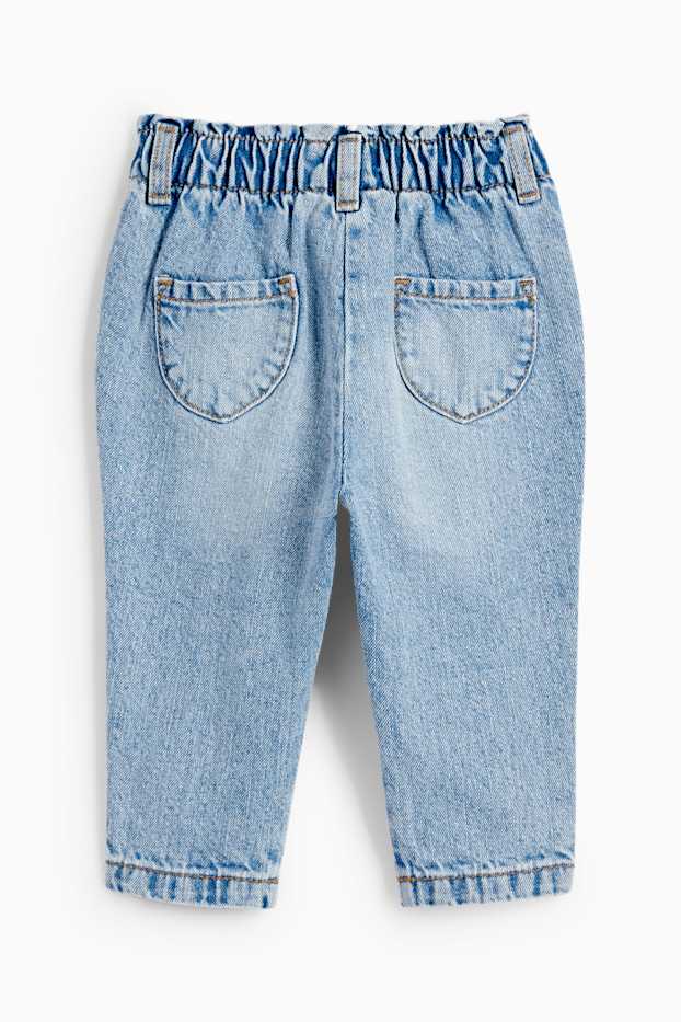 Baby Mädchen - Blümchen - Baby-Jeans - helljeansblau