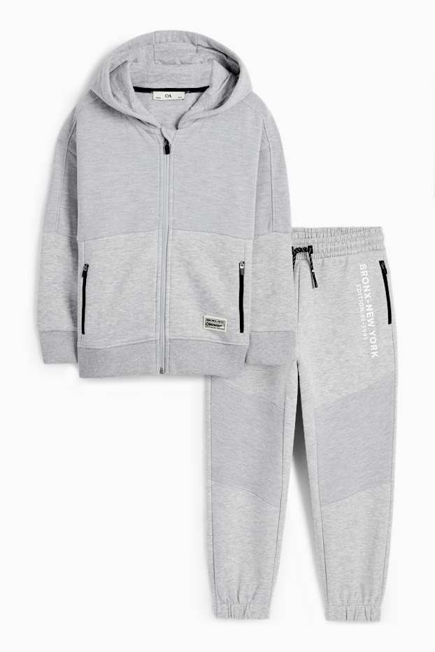 Kinder Buben - Set - Sweatjacke und Jogginghose - 2 teilig - grau