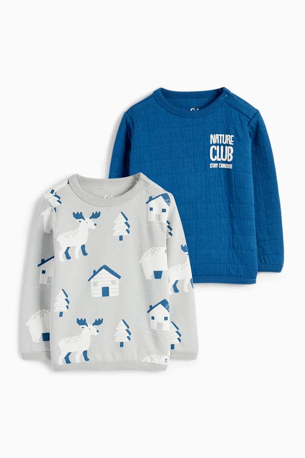 Baby Jungen - Multipack 2er - Hirsch - Baby-Sweatshirt - blau