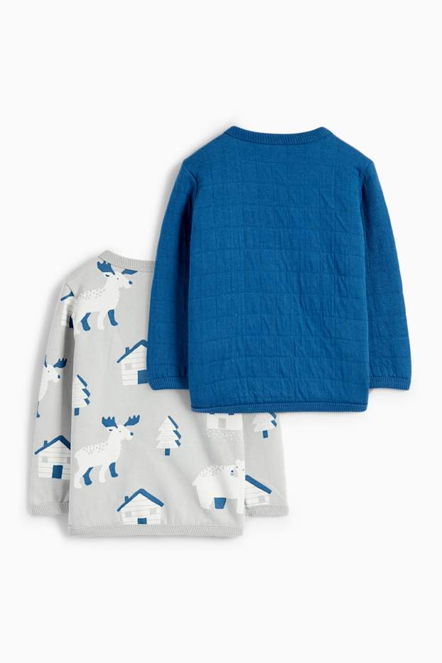 Baby Jungen - Multipack 2er - Hirsch - Baby-Sweatshirt - blau