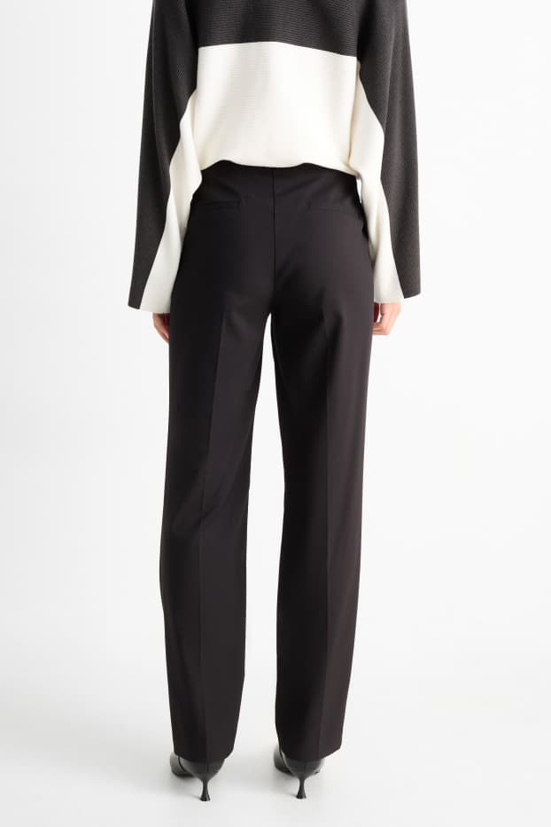 Femei - Pantaloni din jerseu - talie medie - slim fit - negru