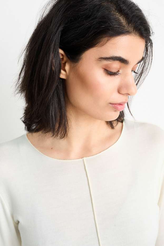 Damen - Langarmshirt - cremeweiß