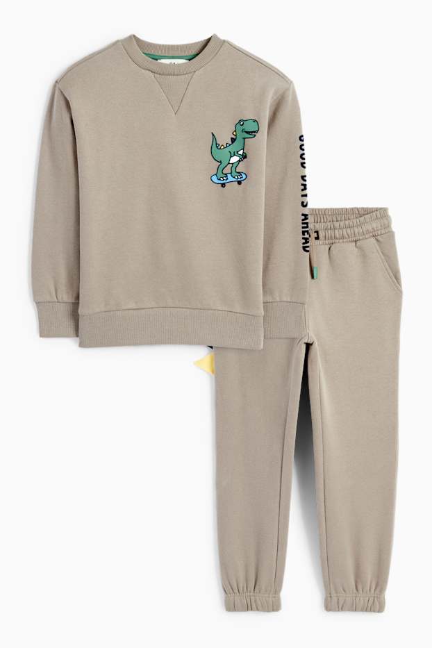 Kinder Jungen - Skater-Dino - Set - Sweatshirt und Jogginghose - 2 teilig - beige