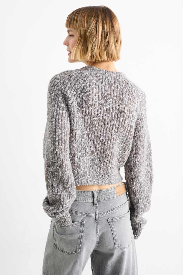 Dames - Korte trui - geribd - grijs