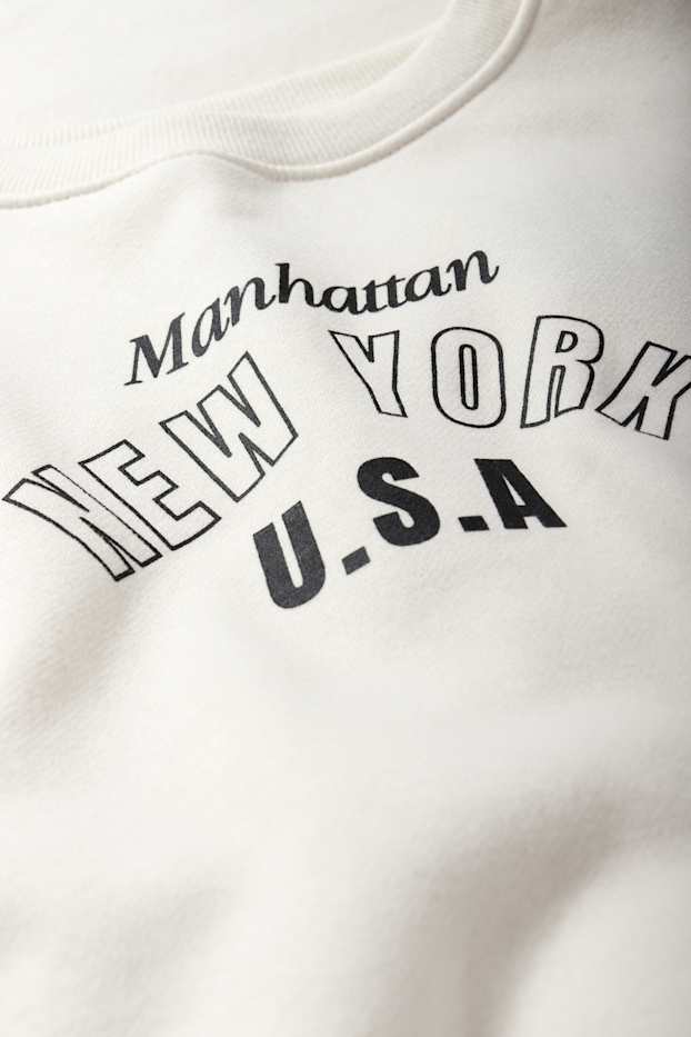 Enfants filles - New York - sweat - blanc crème