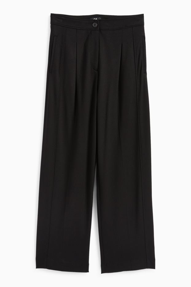 Femmes - Pantalon de toile - mid waist - wide leg - noir