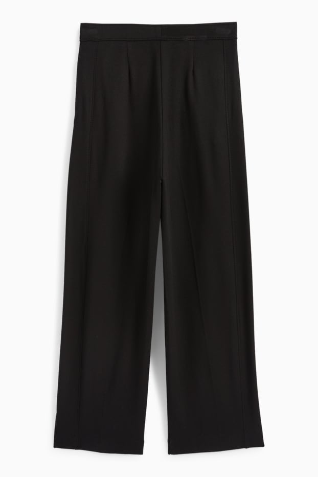 Femmes - Pantalon de toile - mid waist - wide leg - noir
