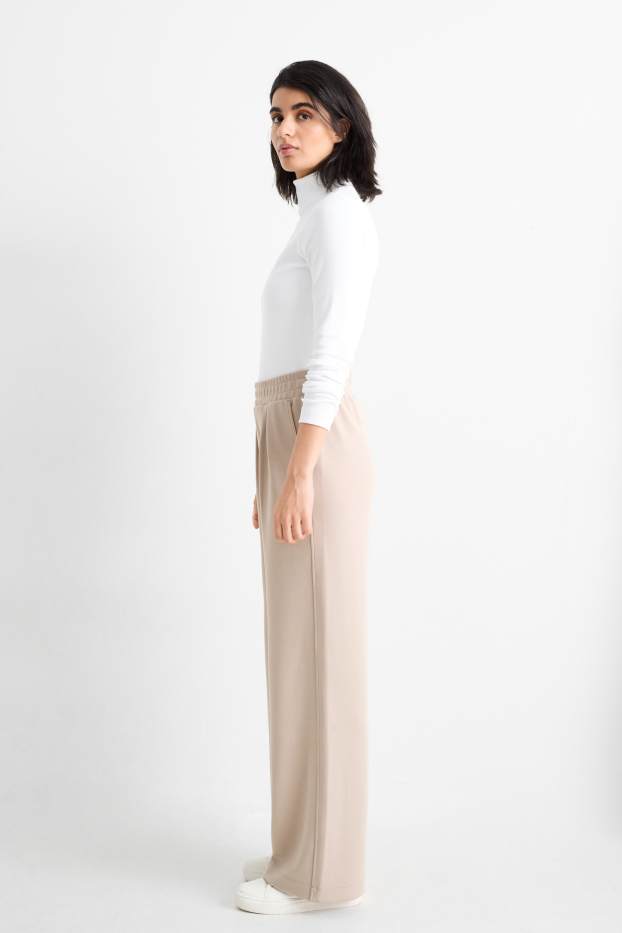 Femei - Pantaloni din jerseu - talie medie - straight fit - taupe