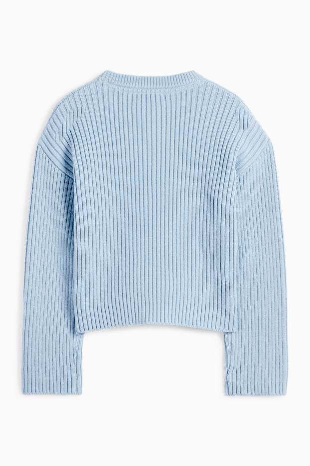 Children Girls - Jumper - ribbed - blue