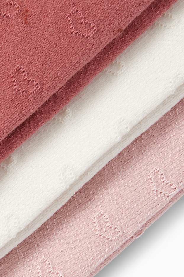 Bébés filles - Lot de 3 - cœurs - collants bébé - rose foncé