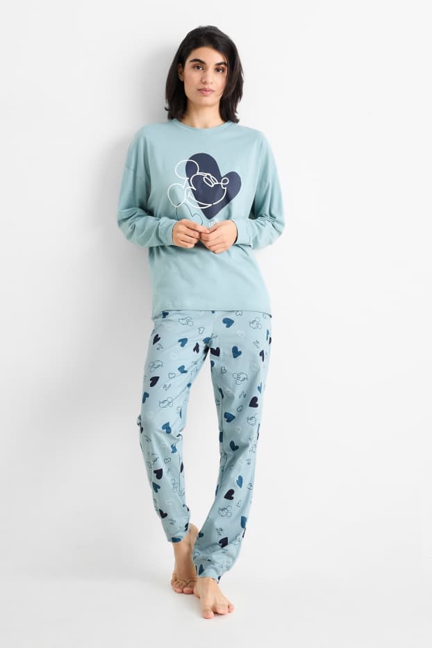 Damen - Pyjama - Micky Maus - hellblau