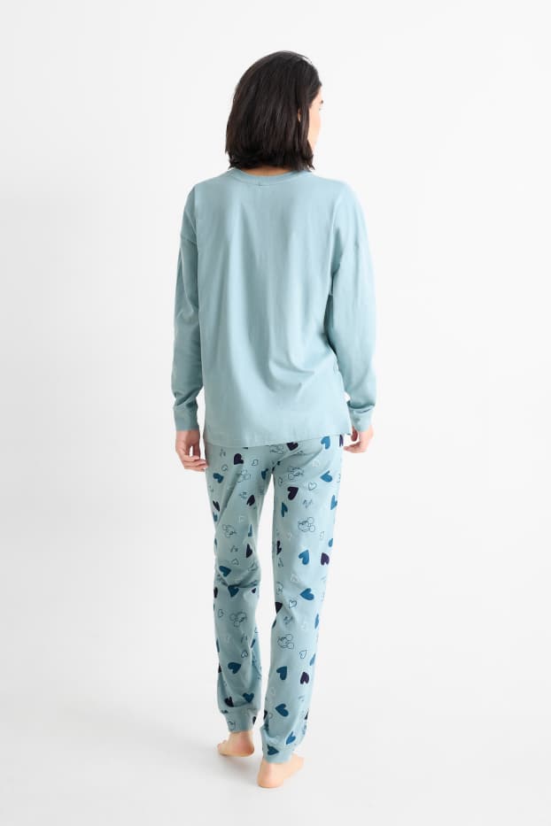 Damen - Pyjama - Micky Maus - hellblau