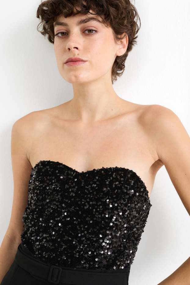 Damen - Jumpsuit mit Gürtel - schwarz