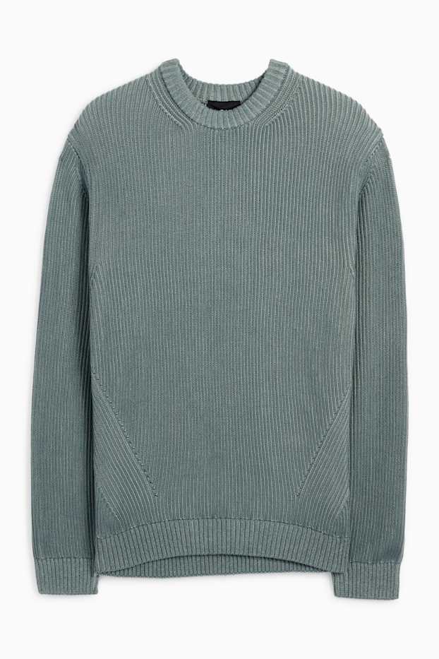 Uomo - Maglione - a coste - verde
