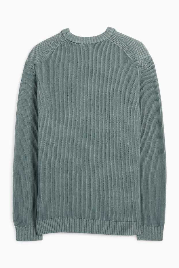 Uomo - Maglione - a coste - verde