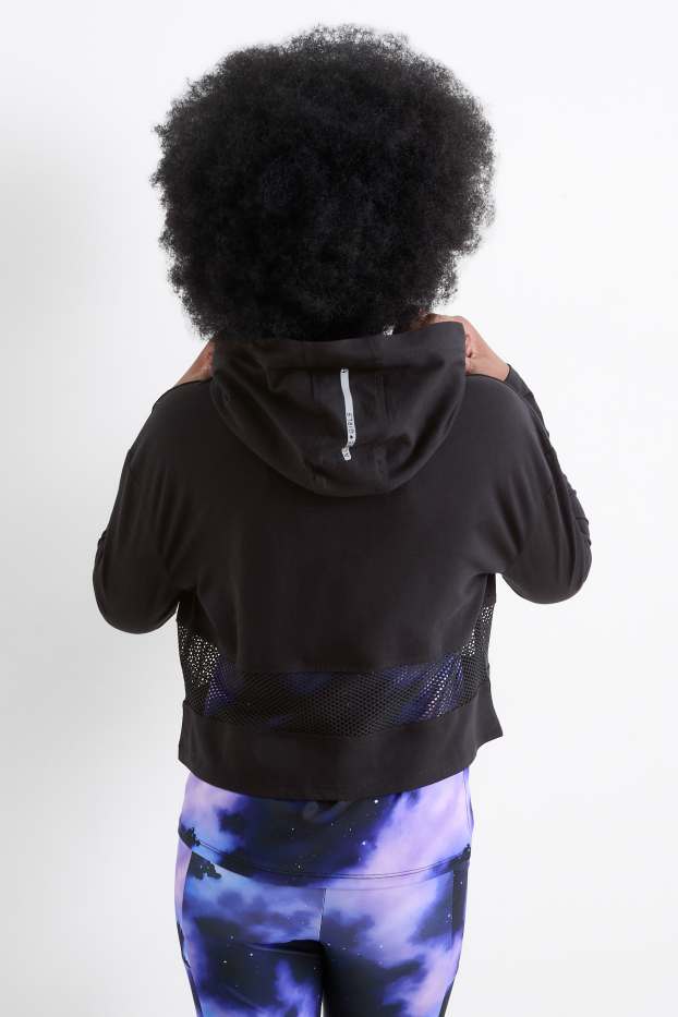 Bambine - Set - felpa con cappuccio e top tecnici - 2 pezzi - nero