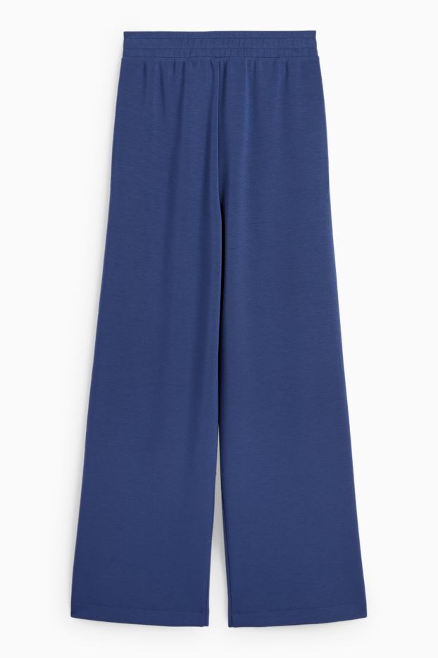Femei - Pantaloni din jerseu - talie medie - straight fit - albastru închis