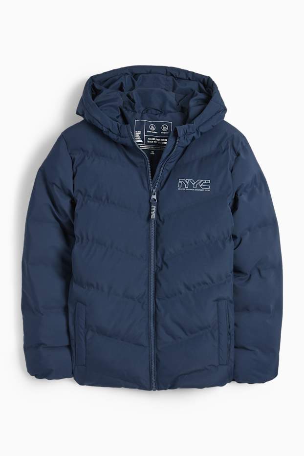 Bambini - Giacca trapuntata con cappuccio - idrorepellente - blu scuro
